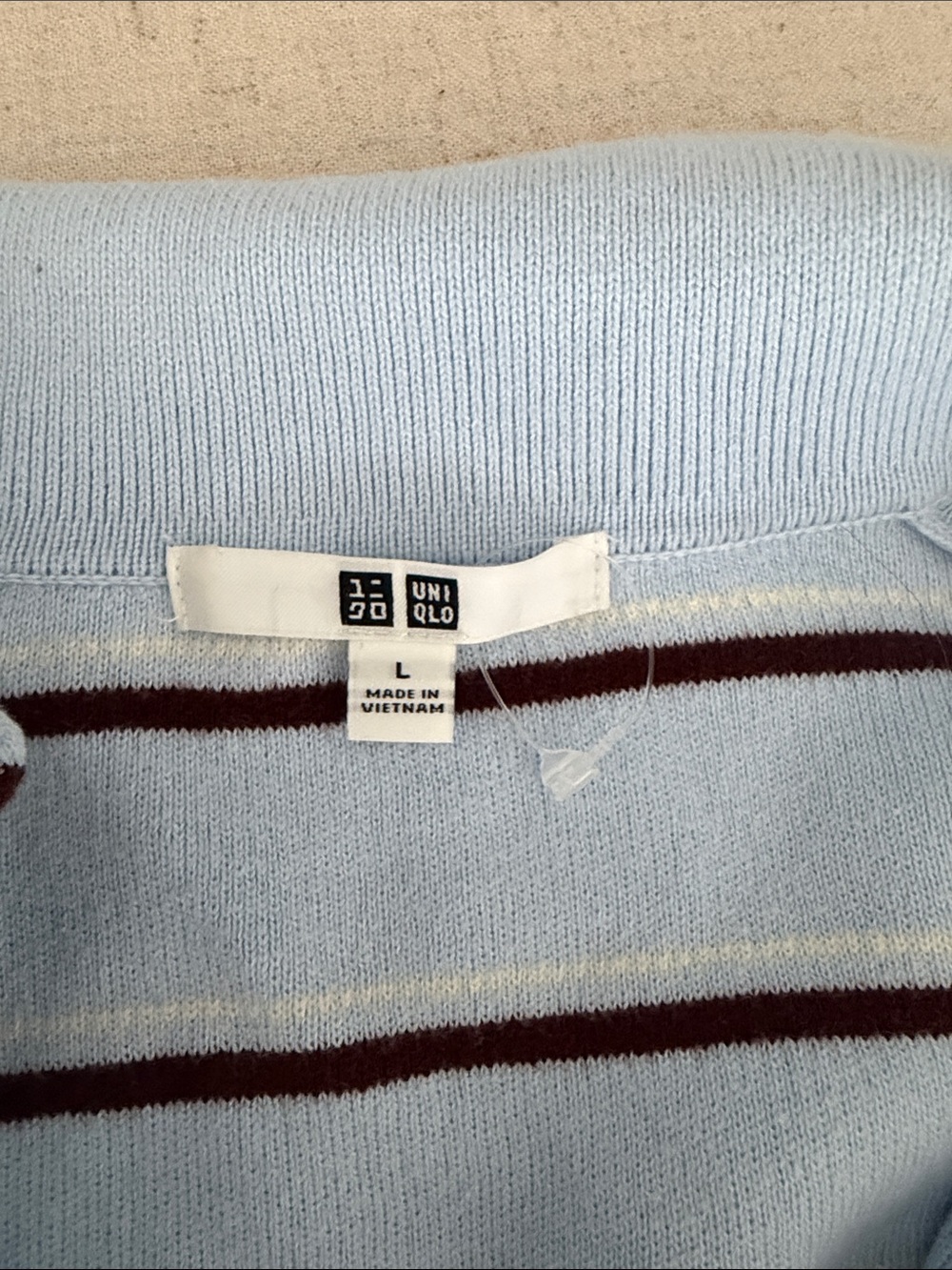 UNIQLO Light Blue cotton Striped Polo Sweater - Picture 3 of 6